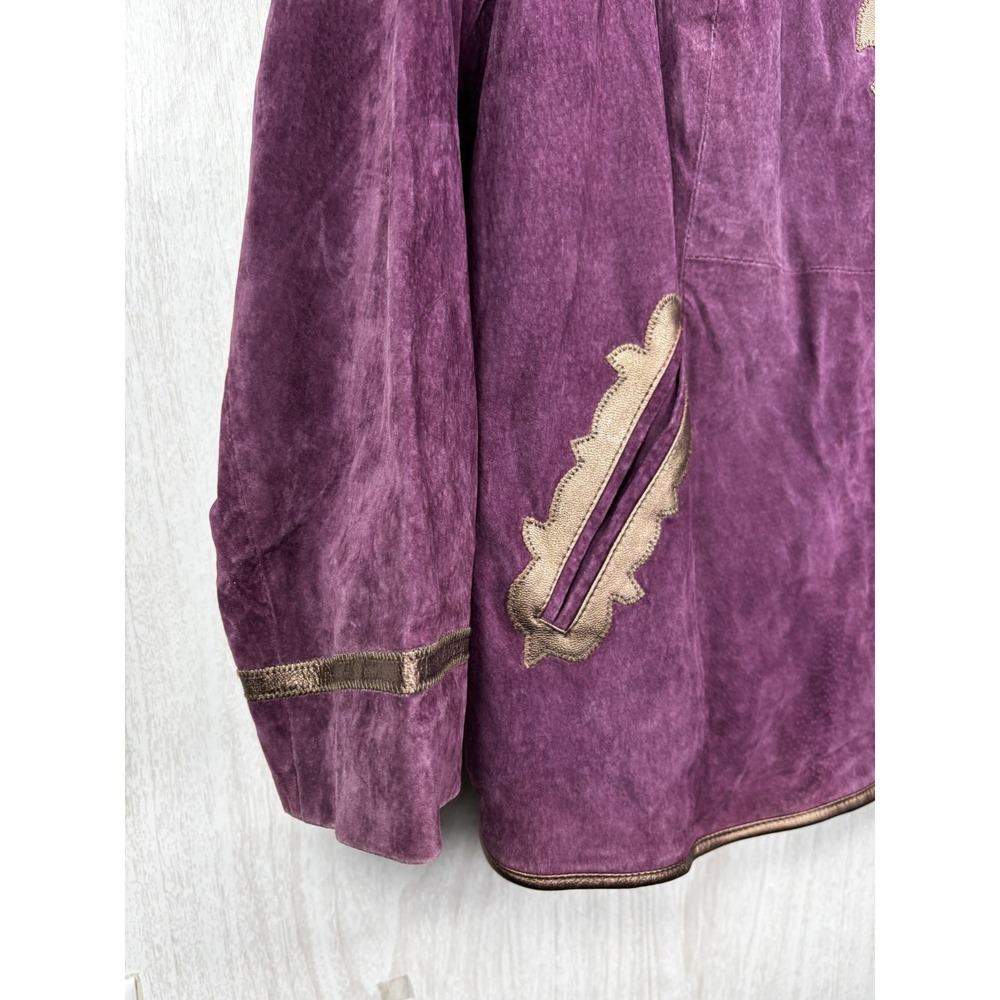 Linea Louis DellOlio Suede Jacket Plum Gold Detail NWT Womens 2XL Luxe Chic - Picture 6 of 8